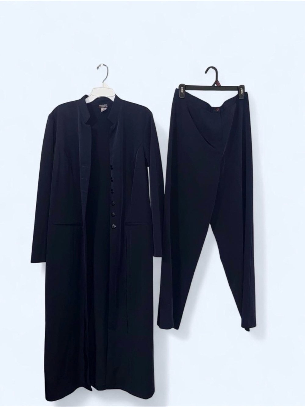 Helen Blake Navy 3 Piece Dress Pants Long Jacket Set